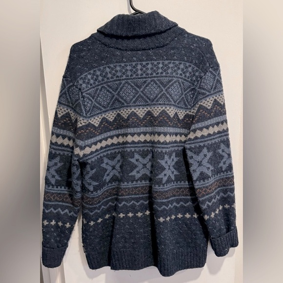 Woolrich Wool blend cotton Cardigan Sweater Blue Fair Isle Buttons vintage US M - Picture 5 of 5